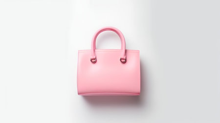 Photo of Cute pink leather female bag isolated on white backgroundの素材