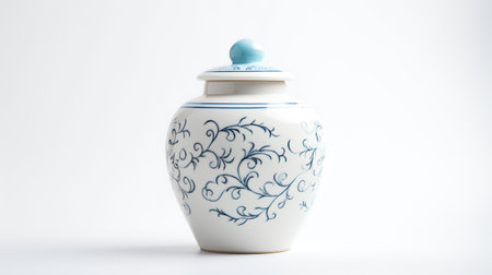 Photo of Minimalis chinese jar isolated on white backgroundの素材