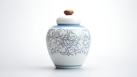 Photo of Minimalis chinese jar isolated on white backgroundの素材
