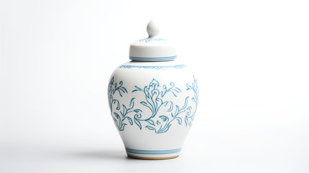 Photo of Minimalis chinese jar isolated on white backgroundの素材