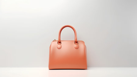 Photo of Minimalist peach female leather bag isolated on white backgroundの素材