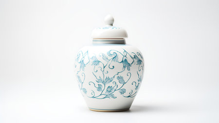 Photo of Minimalis chinese jar isolated on white backgroundの素材