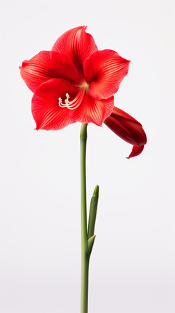 Photo of beautiful Amaryllis flower isolated on white backgroundの素材