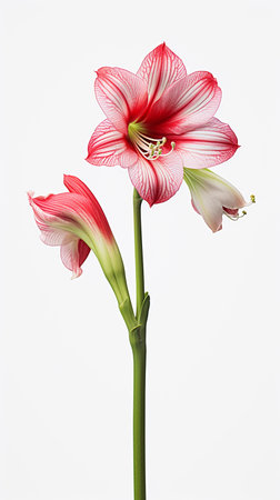 Photo of beautiful Amaryllis flower isolated on white backgroundの素材