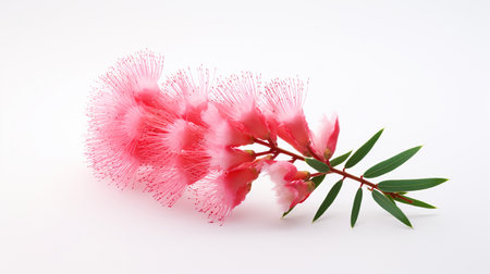 Photo of beautiful Bottlebrush flower isolated on white backgroundの素材
