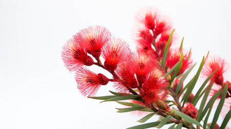 Photo of beautiful Bottlebrush flower isolated on white backgroundの素材