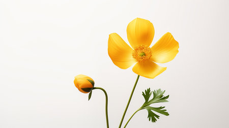 Photo of beautiful Buttercup flower isolated on white backgroundの素材