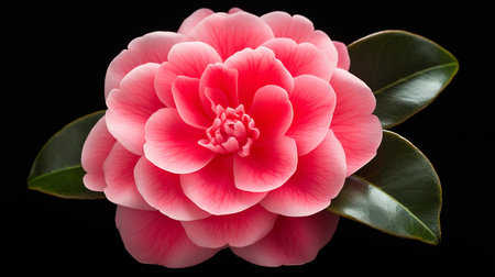Photo of beautiful Camellia flower isolated on white backgroundの素材