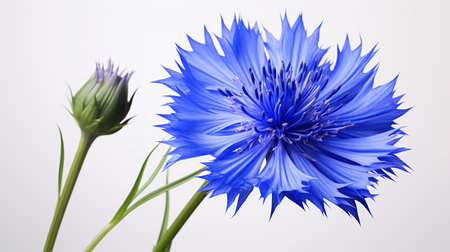 Photo of beautiful Cornflower flower isolated on white backgroundの素材