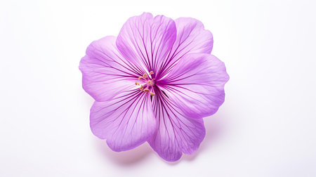 Photo of beautiful Cranesbill flower isolated on white backgroundの素材