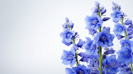 Photo of beautiful Delphinium flower isolated on white backgroundの素材