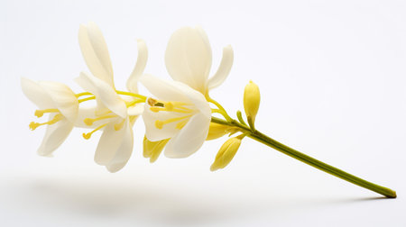 Photo of beautiful Dutchman's Breeches flower isolated on white backgroundの素材