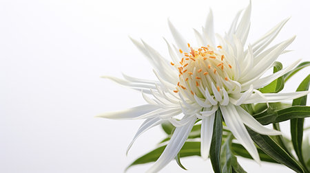 Photo of beautiful Edelweiss flower isolated on white backgroundの素材
