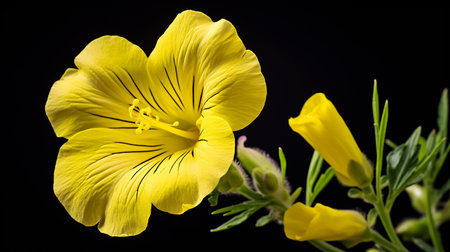 Photo of beautiful Evening Primrose flower isolated on white backgroundの素材