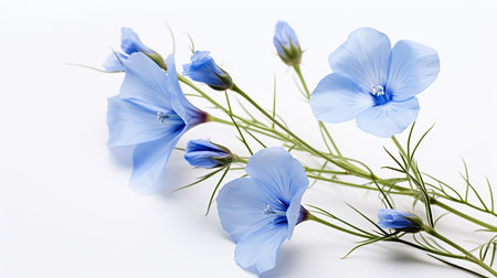 Photo of beautiful Flax flower isolated on white backgroundの素材