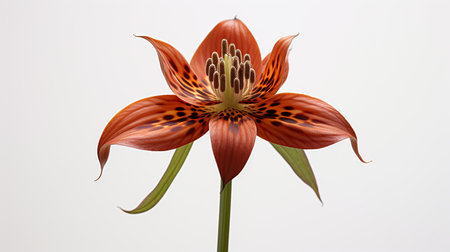 Photo of beautiful Fritillaria flower isolated on white backgroundの素材