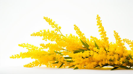 Photo of beautiful Goldenrod flower isolated on white backgroundの素材