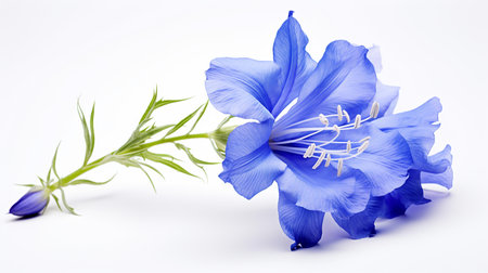 Photo of beautiful Larkspur flower isolated on white backgroundの素材