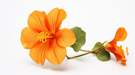 Photo of beautiful Nasturtium flower isolated on white backgroundの素材