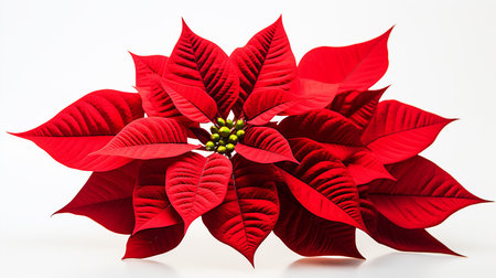 Photo of beautiful Poinsettia flower isolated on white backgroundの素材