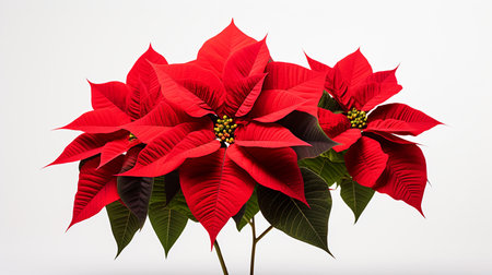 Photo of beautiful Poinsettia flower isolated on white backgroundの素材