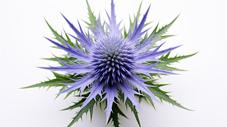 Photo of beautiful Sea Holly flower isolated on white backgroundの素材