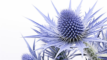 Photo of beautiful Sea Holly flower isolated on white backgroundの素材