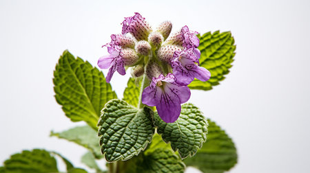 Photo of beautiful Spotted Deadnettle flower isolated on white backgroundの素材