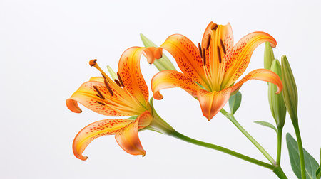 Photo of beautiful Tiger Lily flower isolated on white backgroundの素材