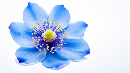 Photo of beautiful Tweedia flower isolated on white backgroundの素材