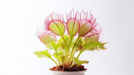 Photo of beautiful Venus Flytrap flower isolated on white backgroundの素材