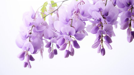 Photo of beautiful Wisteria flower isolated on white backgroundの素材