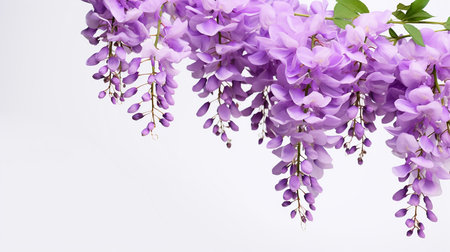 Photo of beautiful Wisteria flower isolated on white backgroundの素材