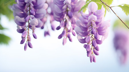 Photo of beautiful Wisteria flower isolated on white backgroundの素材