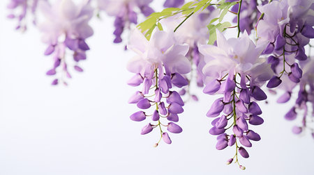 Photo of beautiful Wisteria flower isolated on white backgroundの素材
