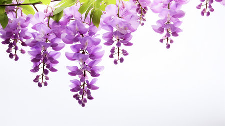 Photo of beautiful Wisteria flower isolated on white backgroundの素材