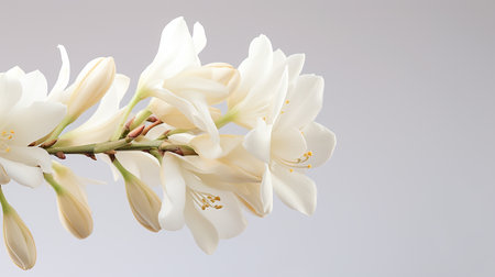 Photo of beautiful Yucca flower isolated on white backgroundの素材