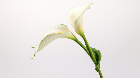 Photo of beautiful Zantedeschia Calla flower isolated on white backgroundの素材