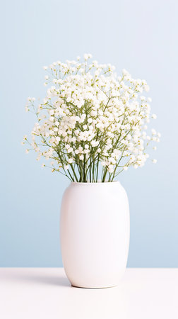 Photo of Babys Breath flower in pot isolated on white backgroundの素材