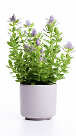 Photo of Baptisia flower in pot isolated on white backgroundの素材