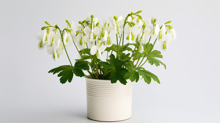 Photo of Dutchmans Breeches flower in pot isolated on white backgroundの素材