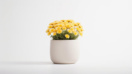 Photo of Everlasting flower in pot isolated on white backgroundの素材