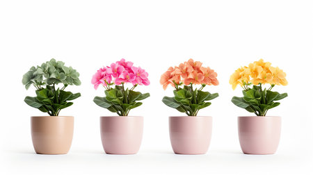 Photo of Four OClock flower in pot isolated on white backgroundの素材