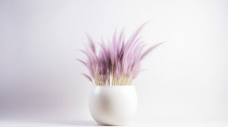 Photo of Fountain Grass flower in pot isolated on white backgroundの素材