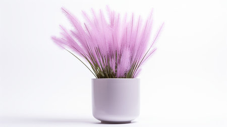 Photo of Fountain Grass flower in pot isolated on white backgroundの素材