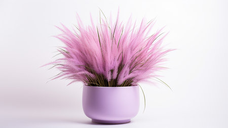 Photo of Fountain Grass flower in pot isolated on white backgroundの素材