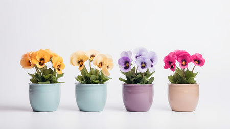 Photo of Four OClock flower in pot isolated on white backgroundの素材