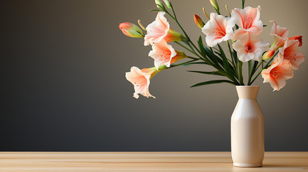 Photo of Gladiola flower in pot isolated on white backgroundの素材