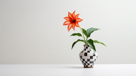 Photo of Harlequin flower in pot isolated on white backgroundの素材