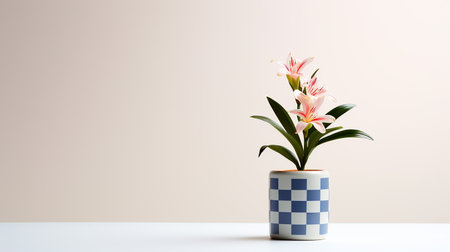Photo of Harlequin flower in pot isolated on white backgroundの素材